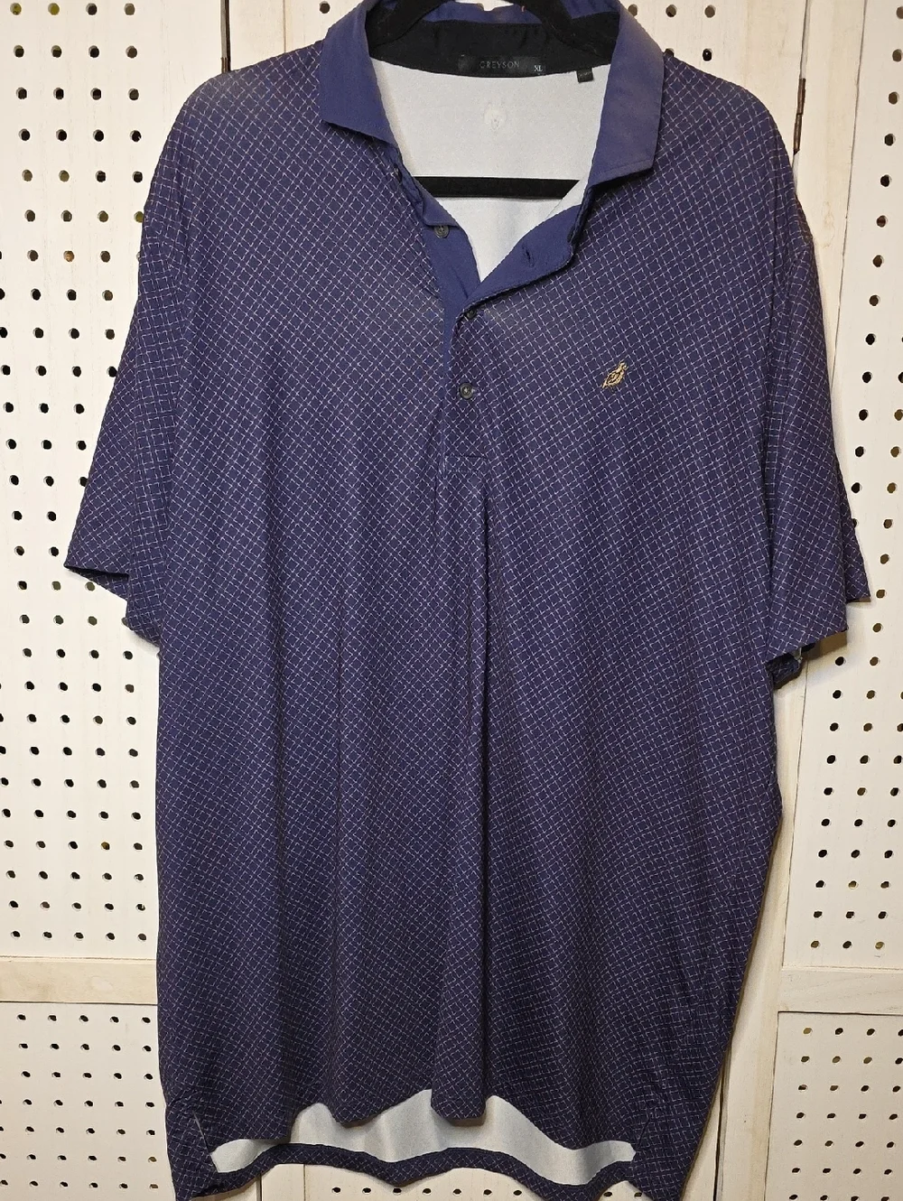 Greyson Navy Patterned Polo Shirt XL Performance - Picture 1 of 6
